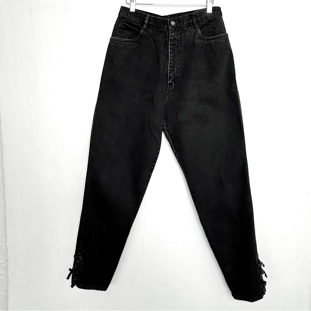 Bill Blass Black Vintage MOM jeans with bow tie ankles size 12
